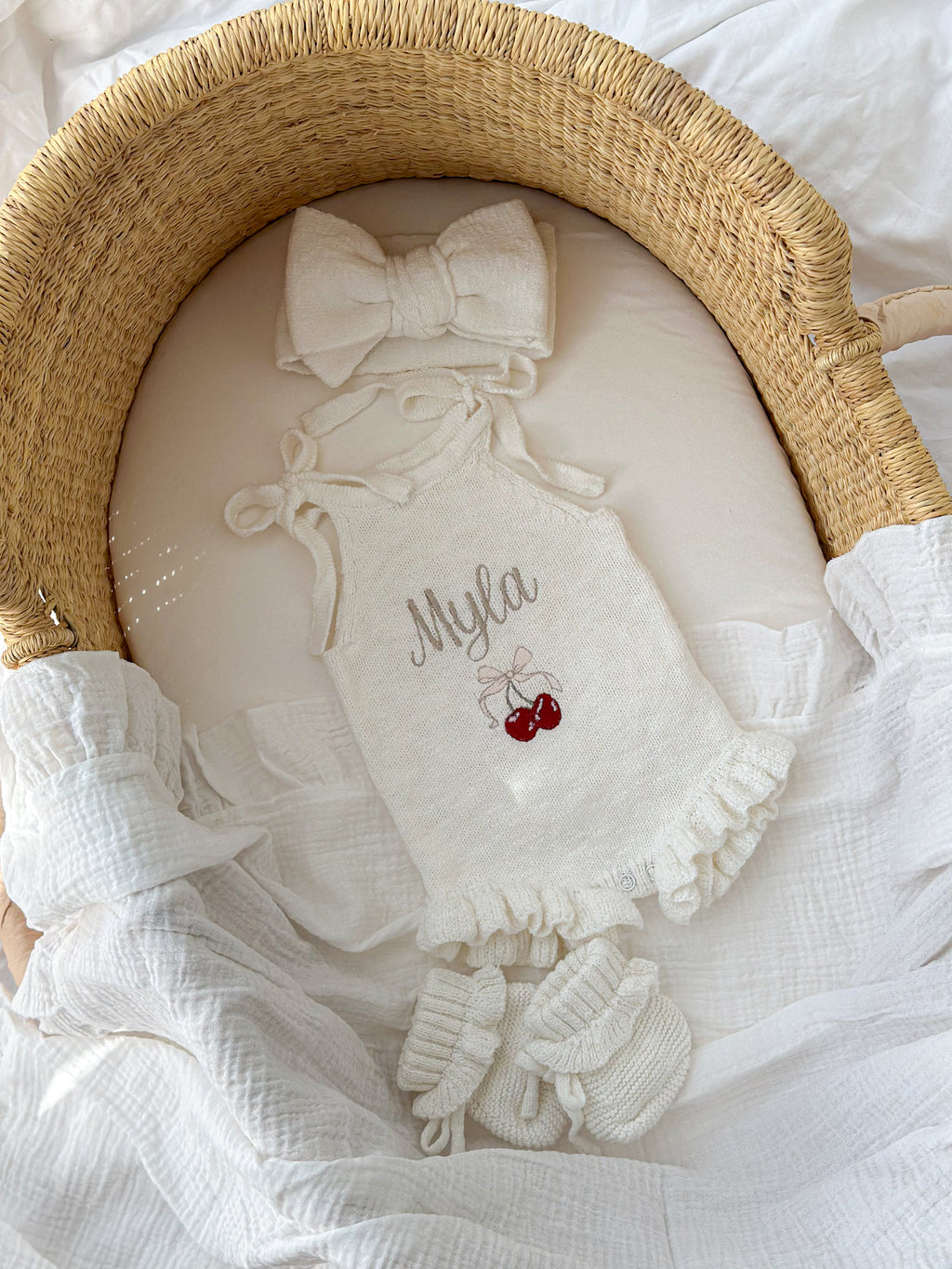 Tie shoulder romper | white textured