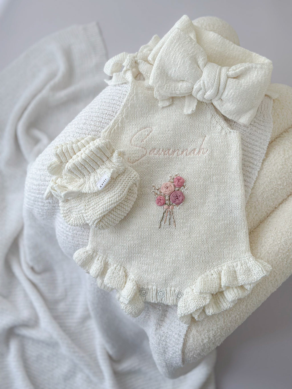 Tie shoulder romper | white textured