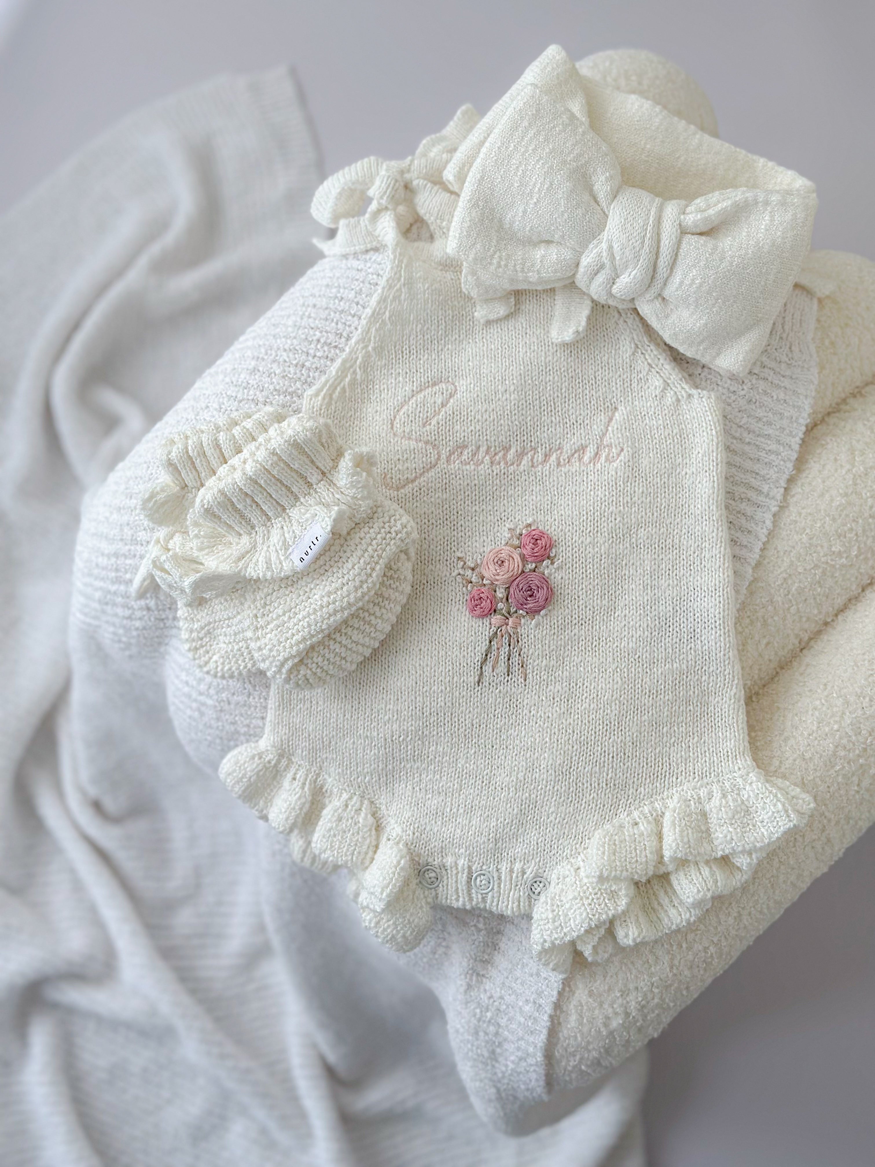 Tie shoulder romper | white textured