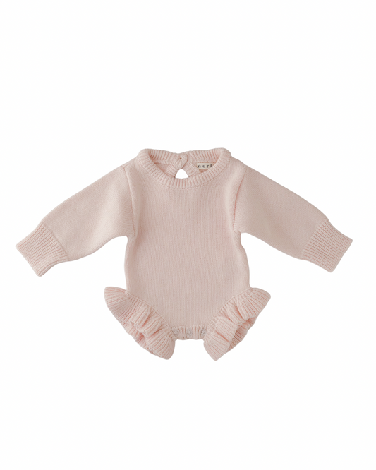 Frill leg bodysuit | Peony Pink