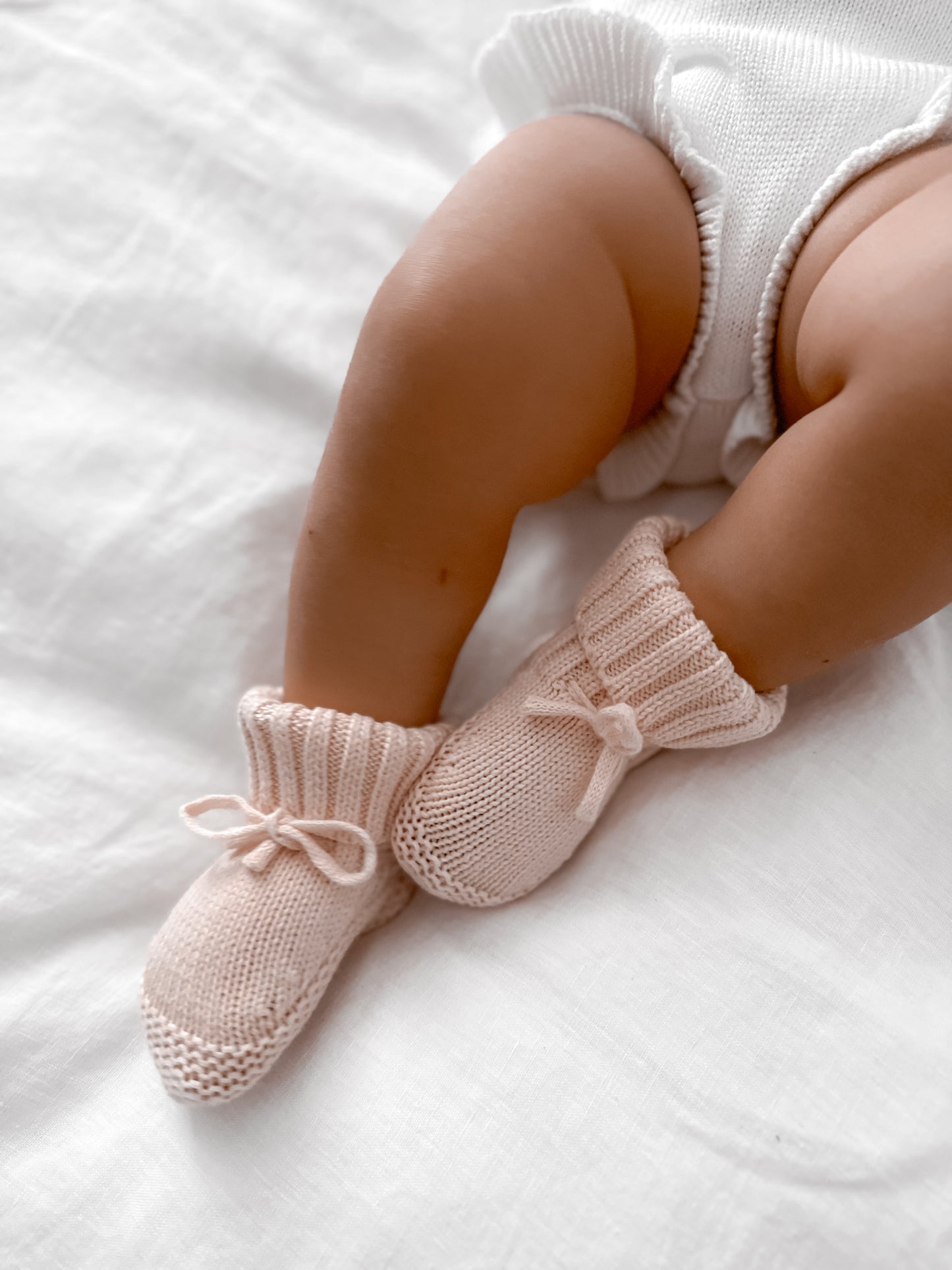 Peony baby knit booties