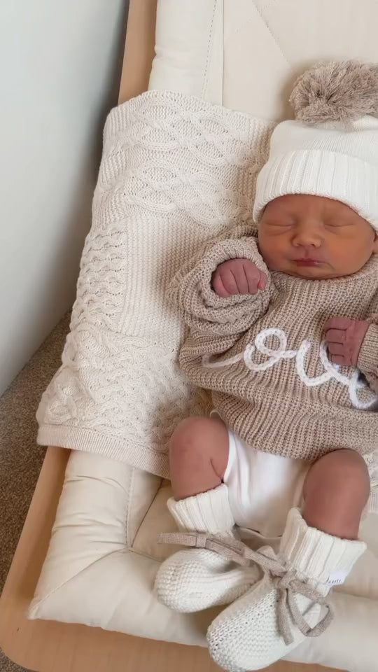 -Hand Embroidered-Oversized jumper| Beige Marl